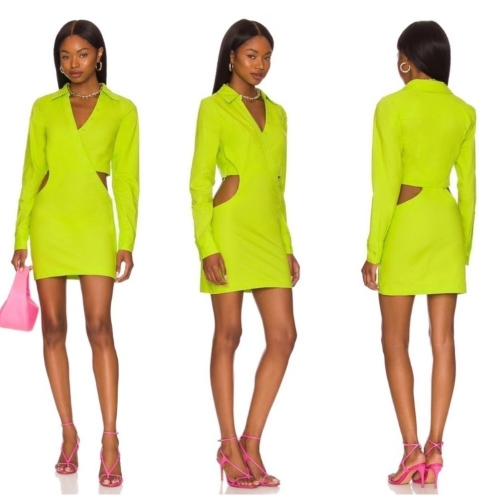 H:ours Roxane Mini Dress in Acid Lime Size XS